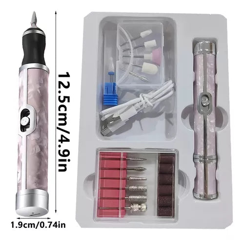 Taladro Pulidor Esmeril Manicure Pedicure Portátil Usb Color Rosa