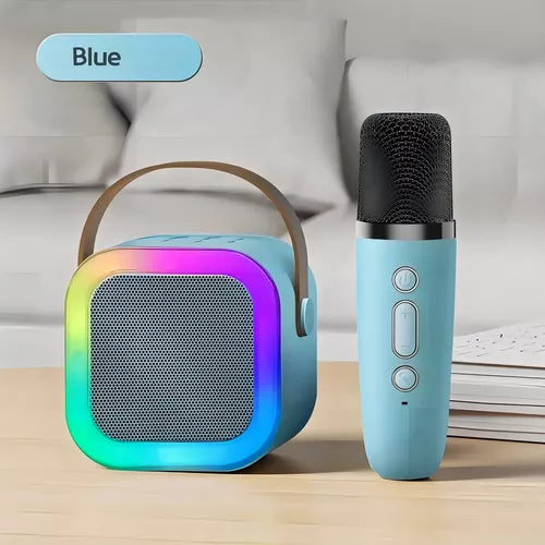 Mini parlante altavoz y micrófono portátil bluetooth Genérica K12 color celeste