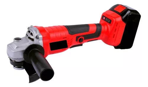 Esmeril Angular Recargable Eléctrico 2 Baterías Color Rojo Con Negro