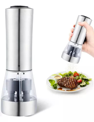 Molinillo eléctrico de acero inoxidable para sal, pimienta y condimentos de grano grueso