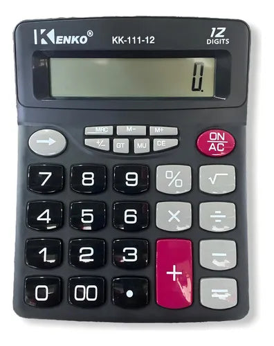 Calculadora Grande Mesa Kenko 12 Digitos Comercial Trabajo Color Negro