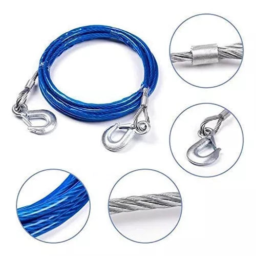 Cable Guaya De Remolque Eslinga Amarre + Guantes 3000kg