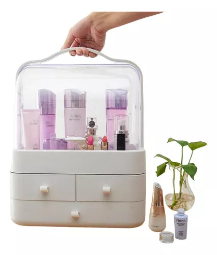 Caja Organizador De Cosméticos Maquillaje Portátil Multiuso Color Blanco