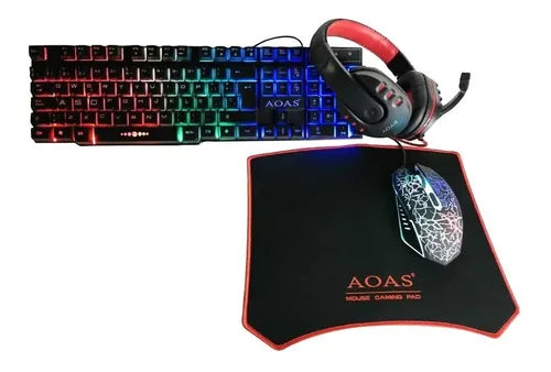 Set Gamer Con Mouse Pad / Audífonos / Teclado Y Mouse Gamer