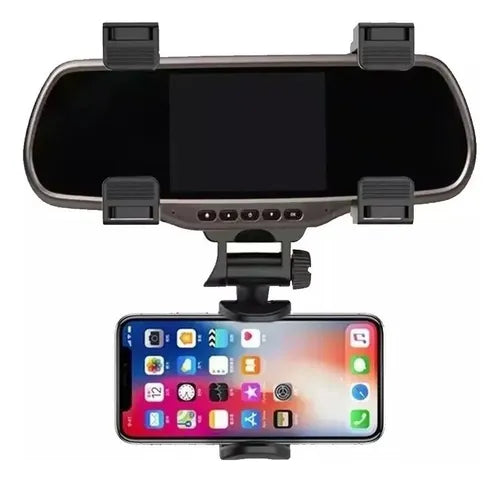 Soporte Celular Auto Porta Celulares Automovil Espejo Retrovisor Negro Universal Qatarshop Soporte De Telefono Para Auto Accesorio Ajustable Vehiculo