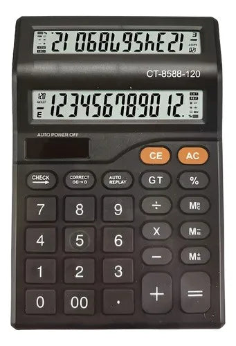 Calculadora 2 Pantallas 12 Dígitos Visor Solar Ct-8588-120