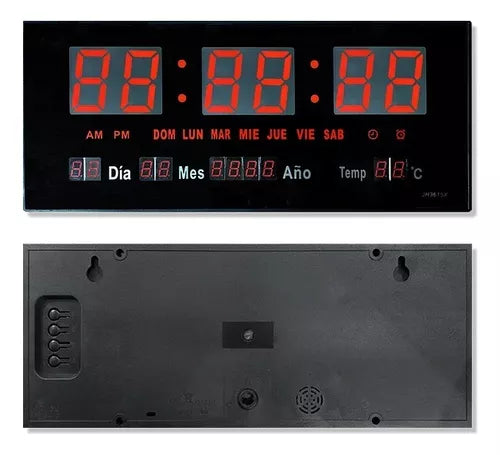 Reloj Digital De Pared Con Pantalla Led Modelo 3615 Estructura Negro