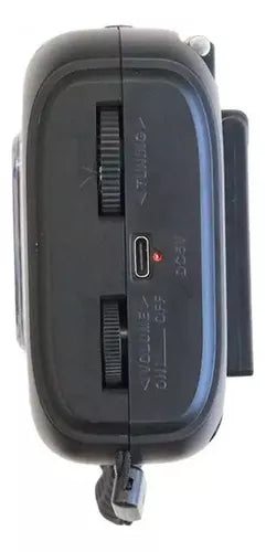 Radio Portátil Fm/am 3 Bandas Con Reloj Linterna Color Negro