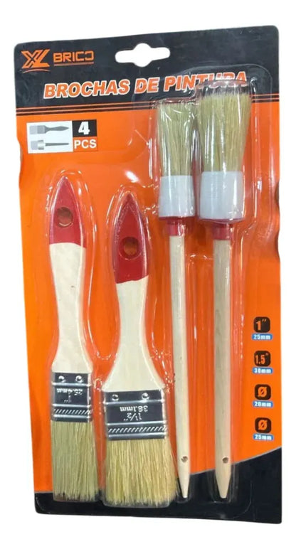 Set De 4 Brochas Para Pintar Paletinas Y Redondas Beige