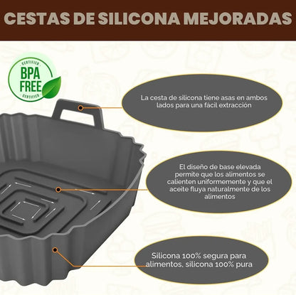 Molde Silicona Cuadrado Para Freidora De Aire Reutilizable