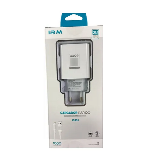 Cargador Carga Rápida Usb-c + Usb+a Irm Doble Salida