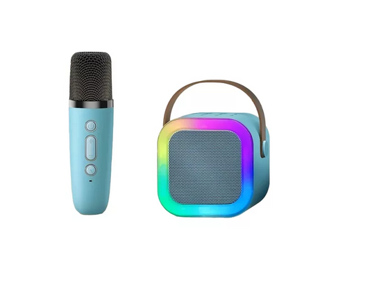 Mini parlante altavoz y micrófono portátil bluetooth Genérica K12 color celeste