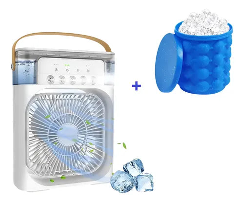 Mini Ventilador Enfriador De Aire+cubeta Para Hielo Silicona