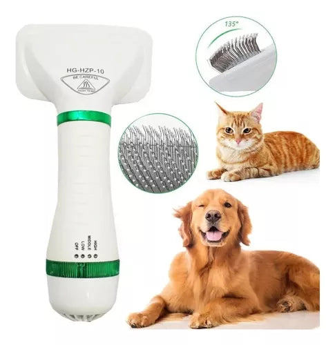 Cepillo Para Mascotas 2 En 1 Gato Perro Peine Secador D/pelo Color Blanco/dorado