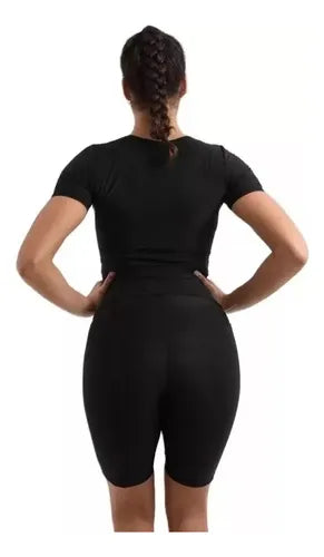 Polera Con Mangas Efecto Sauna Látex Por Dentro Térmica Faja