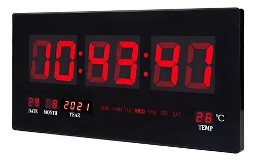 Reloj Digital Led Pared Alarma Calendario Temperatura