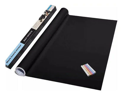 Pizarra Negra Adhesiva Con Tizas De Colores 60x200cm