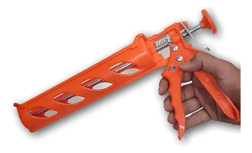 Pistola Calafatera Con Cartucho De Silicona Sellador Blanco