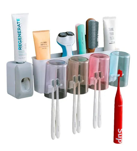 Organizador Cepillos Dientes Vasos Baño Dispensador Pasta