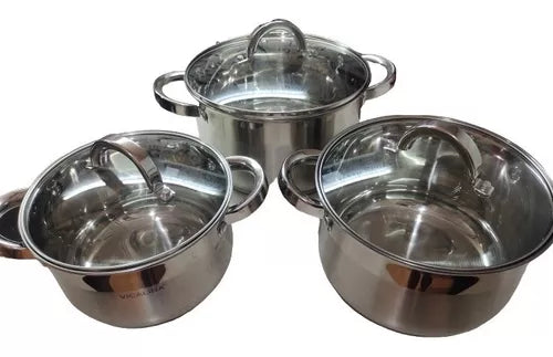 Set De Ollas Acero Inoxidable 6 Piezas