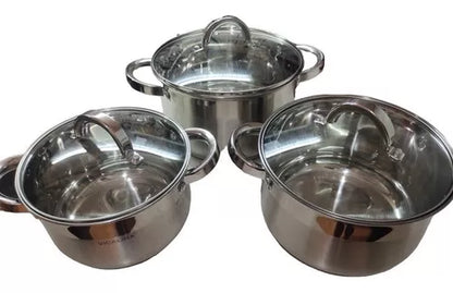 Set De Ollas Acero Inoxidable 6 Piezas