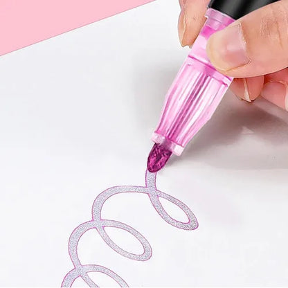 Set 24 Marcadores Rotuladores Doble Línea Metalizados De Gel