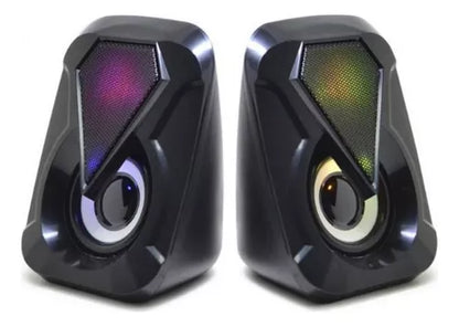 Parlantes Led Rgb Multimedia Para Pc Gamer Speaker E-1053 Color Negro