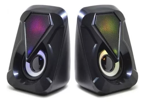 Parlantes Led Rgb Multimedia Para Pc Gamer Speaker E-1053 Color Negro