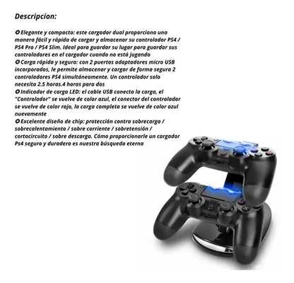 Cargador Ps4 Doble Base Control Ps4 Dualshock