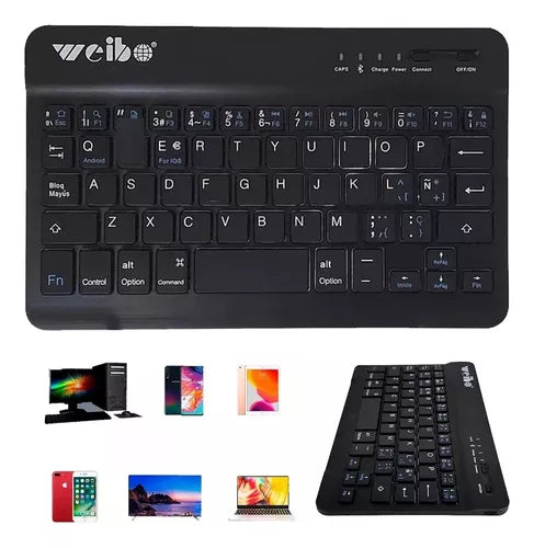 Teclado Mini Slim Inalámbrico Bluetooth Keyboard Wb-3000 Color Negro