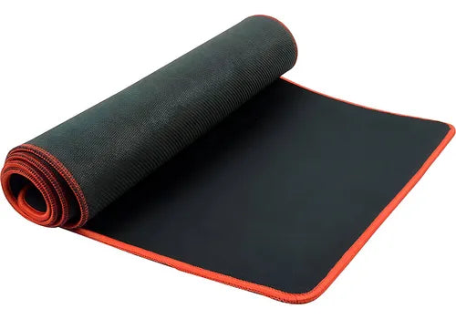 Mouse Pad Gamer Xl Para Pc Antideslizante Alfombrilla Cosida Color Negro Con Rojo Diseño Impreso Liso
