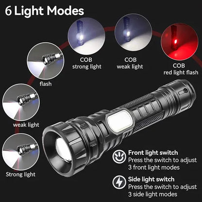 Linterna Antorcha De Mano 6 Modos De Luz Recargable