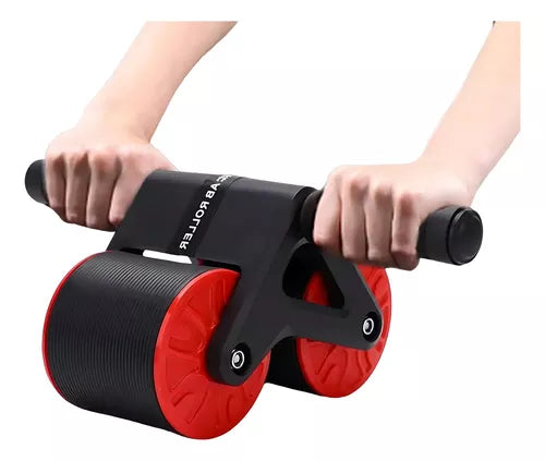 Rueda Abdominal Rodillo Doble Para Ejercicios Flexiones Color Rojo