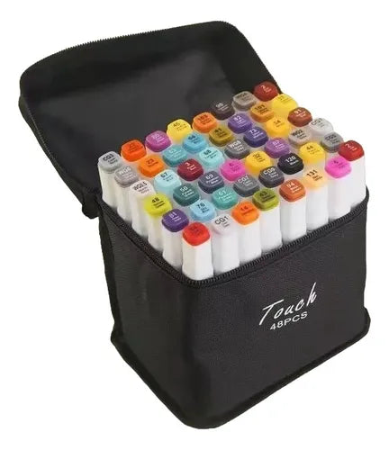 Set De Marcadores Rotuladores Plumones Con Estuche 48 Pcs