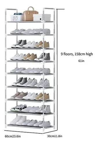 Zapatero Estante 27 Pares 9 Niveles Metálica Y Plástico Plateado