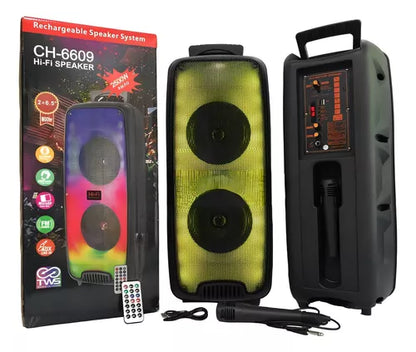 Parlante Altavoz Doble 6,5 Control Y Micrófono Ch-6609