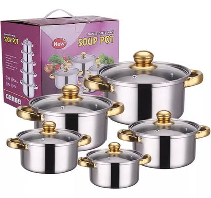 Juego De Ollas 10 Pcs Set Batería De Cocina Acero Inoxidable