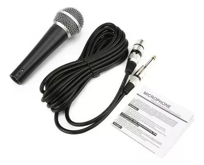 Micrófono Vocal Profesional Sm58 Dinámico Cardioide Karaoke Color Negro Con Plateado