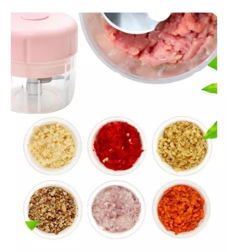 Picador De Ajo Mini Triturador Moledor De Carne Y Verduras