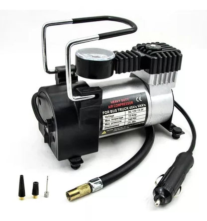 Compresor Aire Metalico Vehiculo 12v Auto Moto Color Plateado