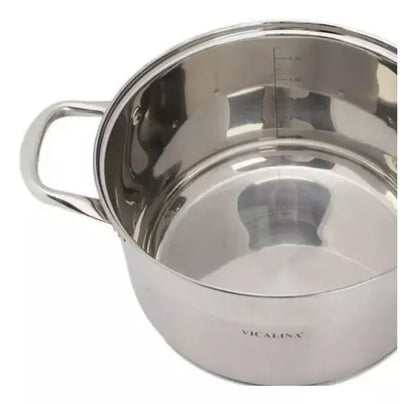 Olla Con Tapa De Vidrio Acero Inoxidable Vl-7014 4,8lts