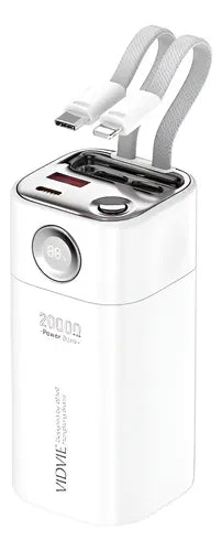 Cargador Portátil Carga Rápida Vidvie 20000mah 35w 2 En 1 Blanco