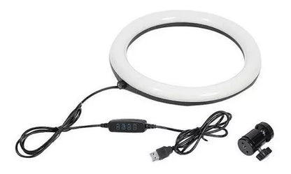 Aro De Luz Led 26 Cm Con Trípode 2 Metros Color De La Estructura Negro/o