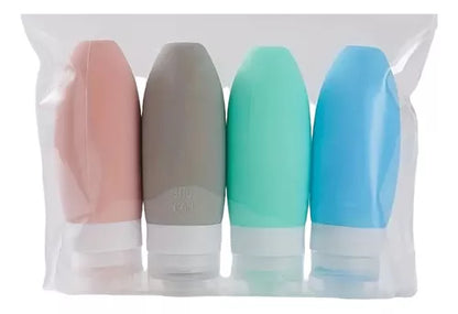 Pack 4 Botellas De Silicona Separadas Cuidado Personal Viaje
