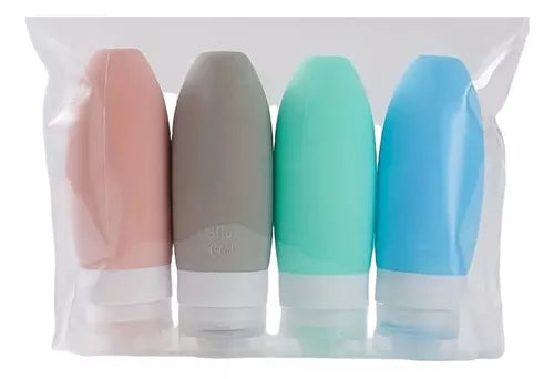Pack 4 Botellas De Silicona Separadas Cuidado Personal Viaje