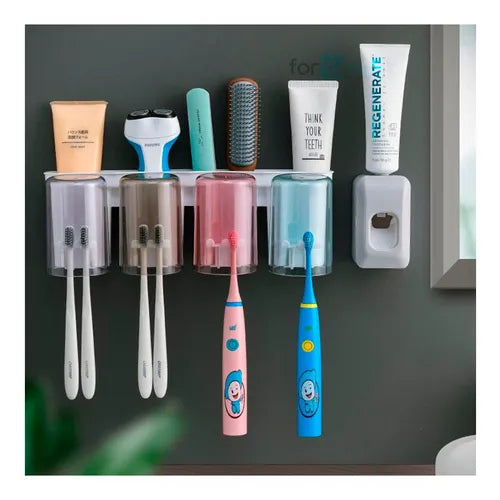 Organizador Cepillos Dientes Vasos Baño Dispensador Pasta