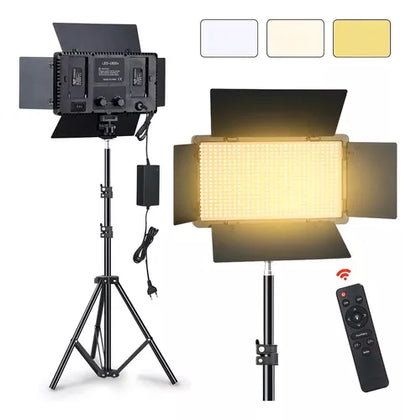 Kit Profesional Luz Relleno Con Trípode Reflector Pro 600led Estructura Negro Luz Blanco Frío