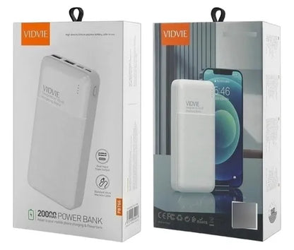 Cargador Portátil Power Bank Batería Externa 20000mah Vidvie Color Blanco