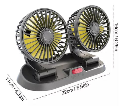 Ventilador Doble Para Auto 360° Conector Encendedor 12v