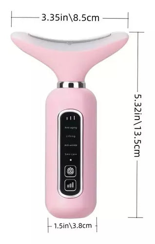 Aparato Rejuvenecedor Facial Y De Cuello Masajes Vibración Color Rosa claro